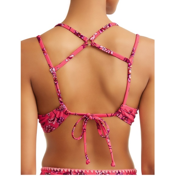 T&T Storybook Romance Coral Pink Floral Print 2 Piece Bikini Swimsuit - Picture 3 of 16